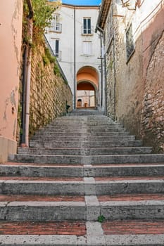 perspective of a stairway in alley