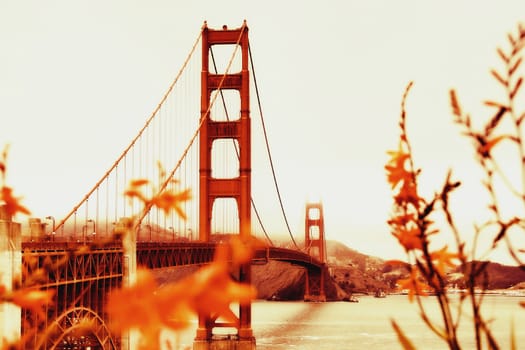 golden gate bridge San Francisco california USA in vintage style