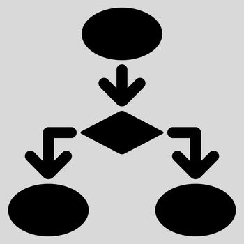 Flowchart icon from Commerce Set. Glyph style: flat symbol, black color, rounded angles, light gray background.