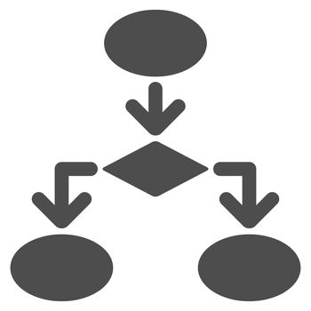 Flowchart icon from Commerce Set. Glyph style: flat symbol, gray color, rounded angles, white background.