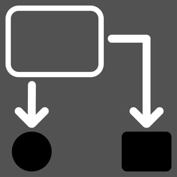 Scheme icon from Commerce Set. Glyph style: bicolor flat symbol, black and white colors, rounded angles, gray background.