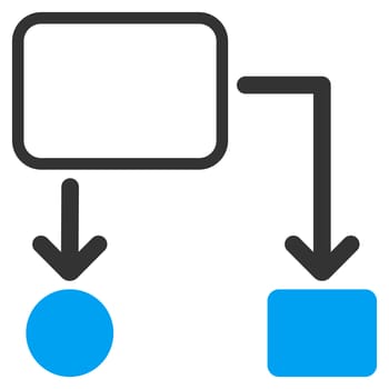 Scheme icon from Commerce Set. Glyph style: bicolor flat symbol, blue and gray colors, rounded angles, white background.