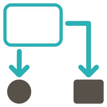 Scheme icon from Commerce Set. Glyph style: bicolor flat symbol, grey and cyan colors, rounded angles, white background.