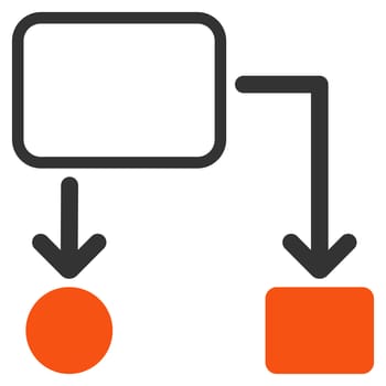 Scheme icon from Commerce Set. Glyph style: bicolor flat symbol, orange and gray colors, rounded angles, white background.