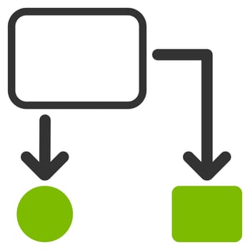 Scheme icon from Commerce Set. Glyph style: bicolor flat symbol, eco green and gray colors, rounded angles, white background.