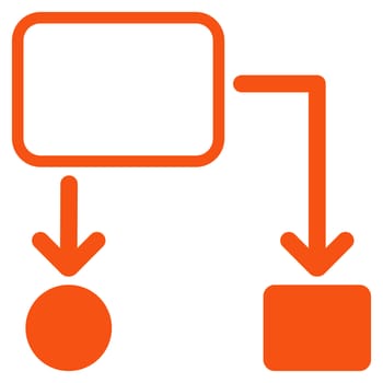 Scheme icon from Commerce Set. Glyph style: flat symbol, orange color, rounded angles, white background.