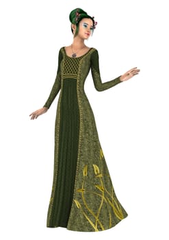 3D digital render of a beautiful princess of spring isolated on white background