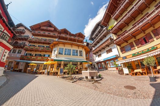 St. Wolfgang, Austria - June 23, 2014: In the center of the village of St. Wolfgang. Popular travel destination in Austria.