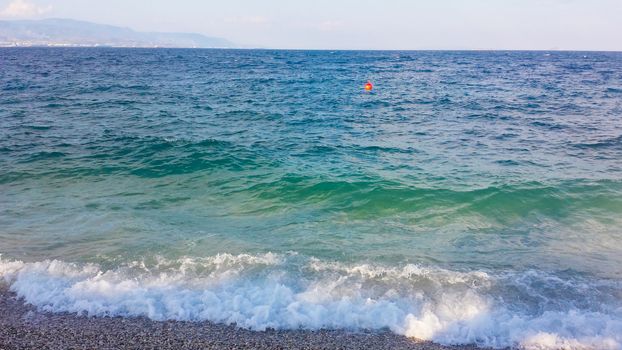 View of the waves ending up on the shore.