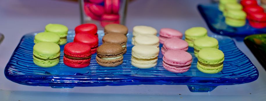 Display Sweet and colourful french macaroons in Party