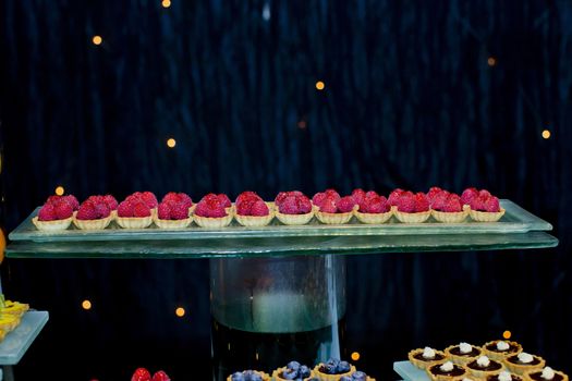Fresh fruit pie tart with with raspberry
