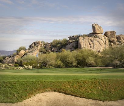 Golf course landscape desert mountain scenic view