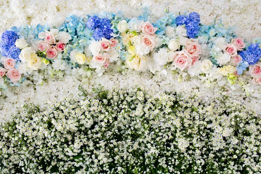 Abstract background of flowers. Close-up floral wedding backdrop