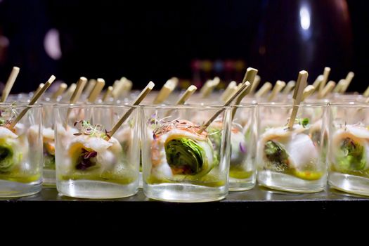 Finger Food in small glass with stick