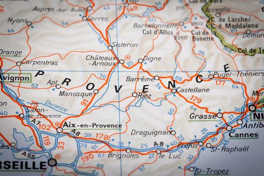 Provence on a road map