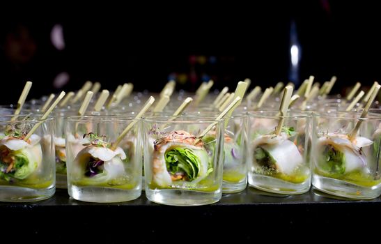 Finger Food in small glass with stick
