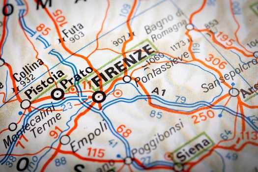 Firenze city on a road map