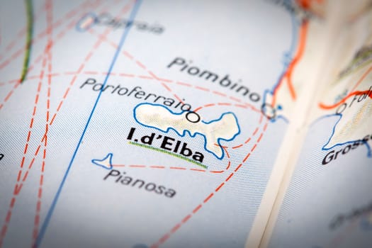 Isola d'Elba on a road map