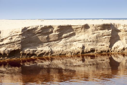 Eroded sand riverbank after High flows