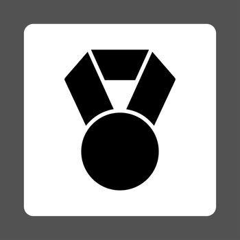 Achievement icon from Award Buttons OverColor Set. Icon style is black and white colors, flat rounded square button, gray background.