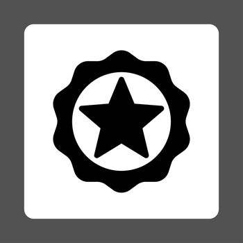 Award seal icon from Award Buttons OverColor Set. Icon style is black and white colors, flat rounded square button, gray background.