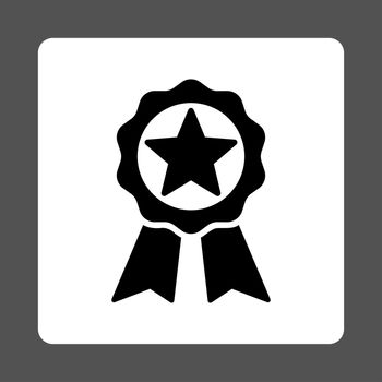 Award icon from Award Buttons OverColor Set. Icon style is black and white colors, flat rounded square button, gray background.