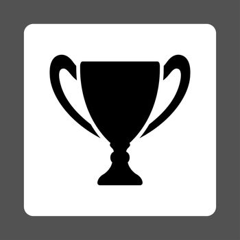 Cup icon from Award Buttons OverColor Set. Icon style is black and white colors, flat rounded square button, gray background.