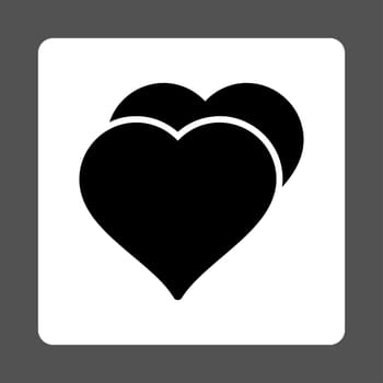 Love icon from Award Buttons OverColor Set. Icon style is black and white colors, flat rounded square button, gray background.