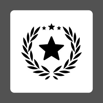 Proud icon from Award Buttons OverColor Set. Icon style is black and white colors, flat rounded square button, gray background.