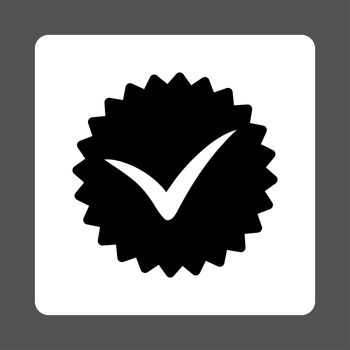 Quality icon from Award Buttons OverColor Set. Icon style is black and white colors, flat rounded square button, gray background.
