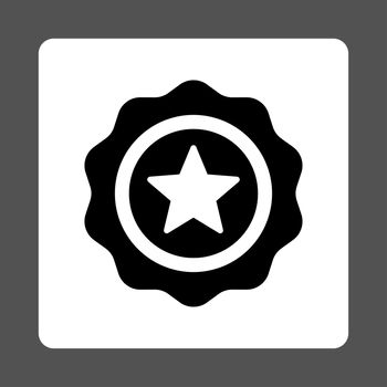 Reward seal icon from Award Buttons OverColor Set. Icon style is black and white colors, flat rounded square button, gray background.