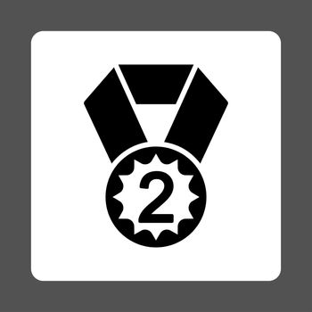 Second place icon from Award Buttons OverColor Set. Icon style is black and white colors, flat rounded square button, gray background.