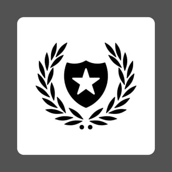 Shield icon from Award Buttons OverColor Set. Icon style is black and white colors, flat rounded square button, gray background.