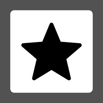 Star icon from Award Buttons OverColor Set. Icon style is black and white colors, flat rounded square button, gray background.