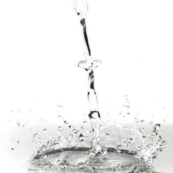 Big water splash isolated on white background