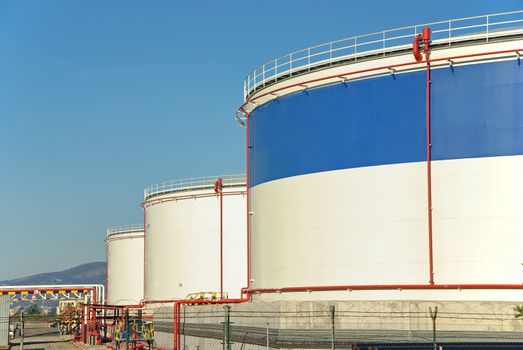 Fuel Storage plant with big tanks used to store oil