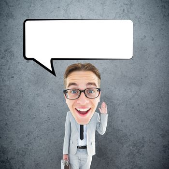 Geeky businessman  against dirty old wall background