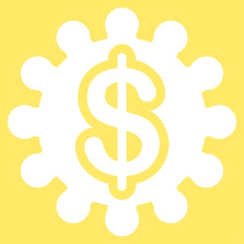 Payment options icon from Business Bicolor Set. Glyph style is flat symbol, white color, rounded angles, yellow background.