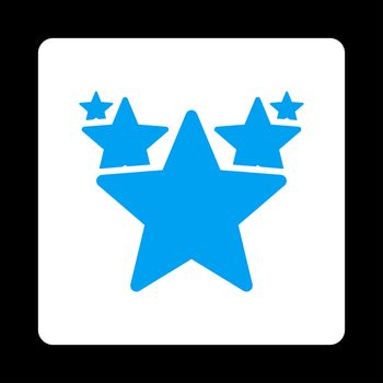 Hit parade icon from Award Buttons OverColor Set. Icon style is blue and white colors, flat rounded square button, black background.