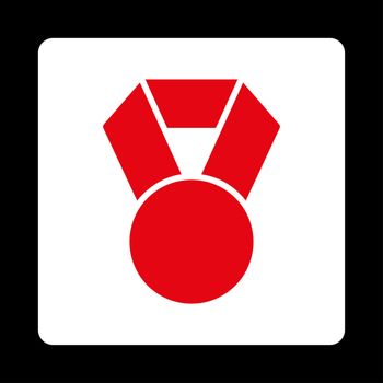 Achievement icon from Award Buttons OverColor Set. Icon style is red and white colors, flat rounded square button, black background.