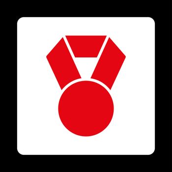 Achievement icon from Award Buttons OverColor Set. Icon style is red and white colors, flat rounded square button, black background.