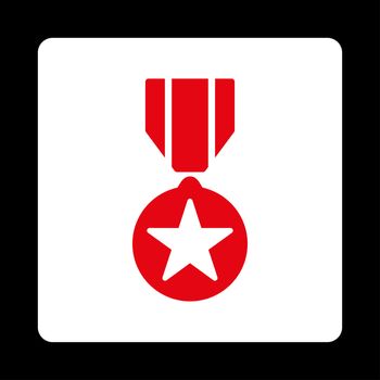 Army award icon from Award Buttons OverColor Set. Icon style is red and white colors, flat rounded square button, black background.