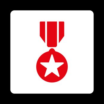 Army award icon from Award Buttons OverColor Set. Icon style is red and white colors, flat rounded square button, black background.