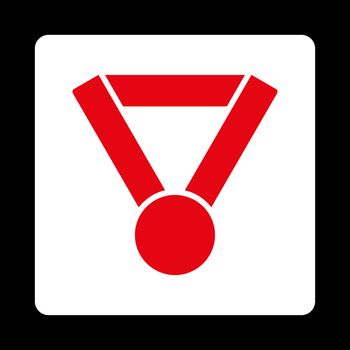 Champion award icon from Award Buttons OverColor Set. Icon style is red and white colors, flat rounded square button, black background.