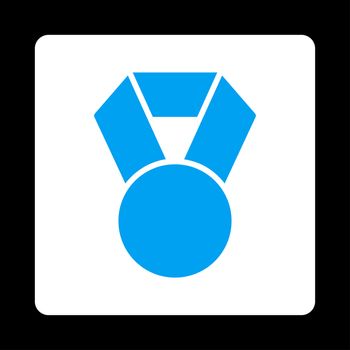Achievement icon from Award Buttons OverColor Set. Icon style is blue and white colors, flat rounded square button, black background.