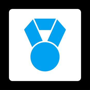 Achievement icon from Award Buttons OverColor Set. Icon style is blue and white colors, flat rounded square button, black background.