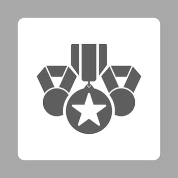 Awards icon from Award Buttons OverColor Set. Icon style is dark gray and white colors, flat rounded square button, silver background.