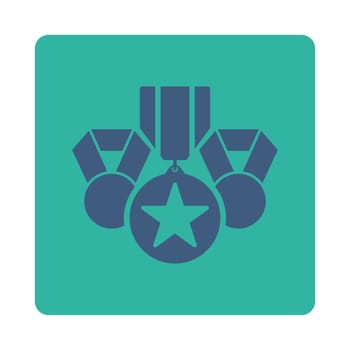 Awards icon from Award Buttons OverColor Set. Icon style is cobalt and cyan colors, flat rounded square button, white background.