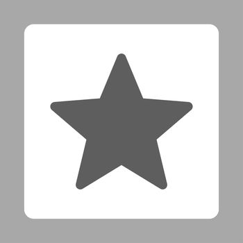 Star icon from Award Buttons OverColor Set. Icon style is dark gray and white colors, flat rounded square button, silver background.