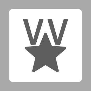 Victory icon from Award Buttons OverColor Set. Icon style is dark gray and white colors, flat rounded square button, silver background.